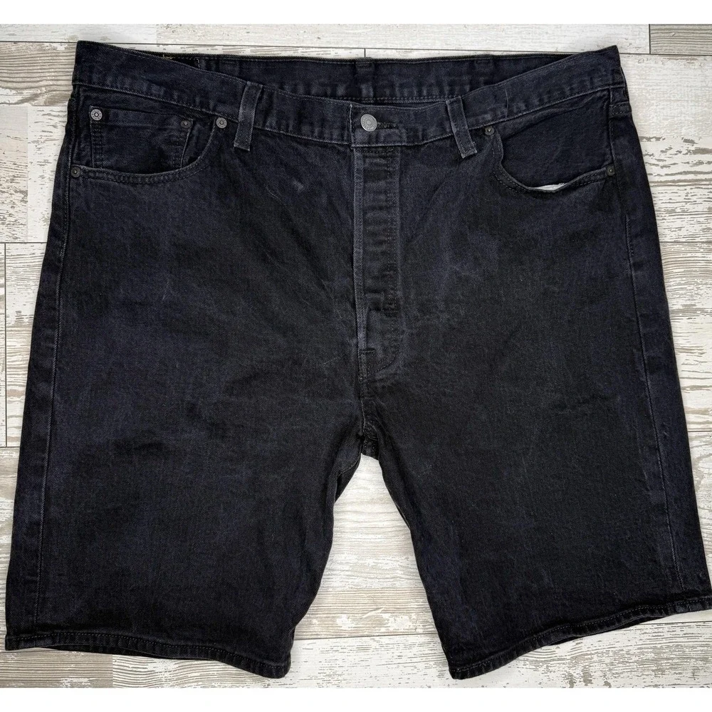 Levis Denim Shorts Mens 42 Black 10 Inseam Charcoal Wash Bermuda Casual